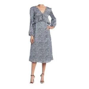 New One One Six Leopard Print Casual Midi Dress Black White Women's Size S